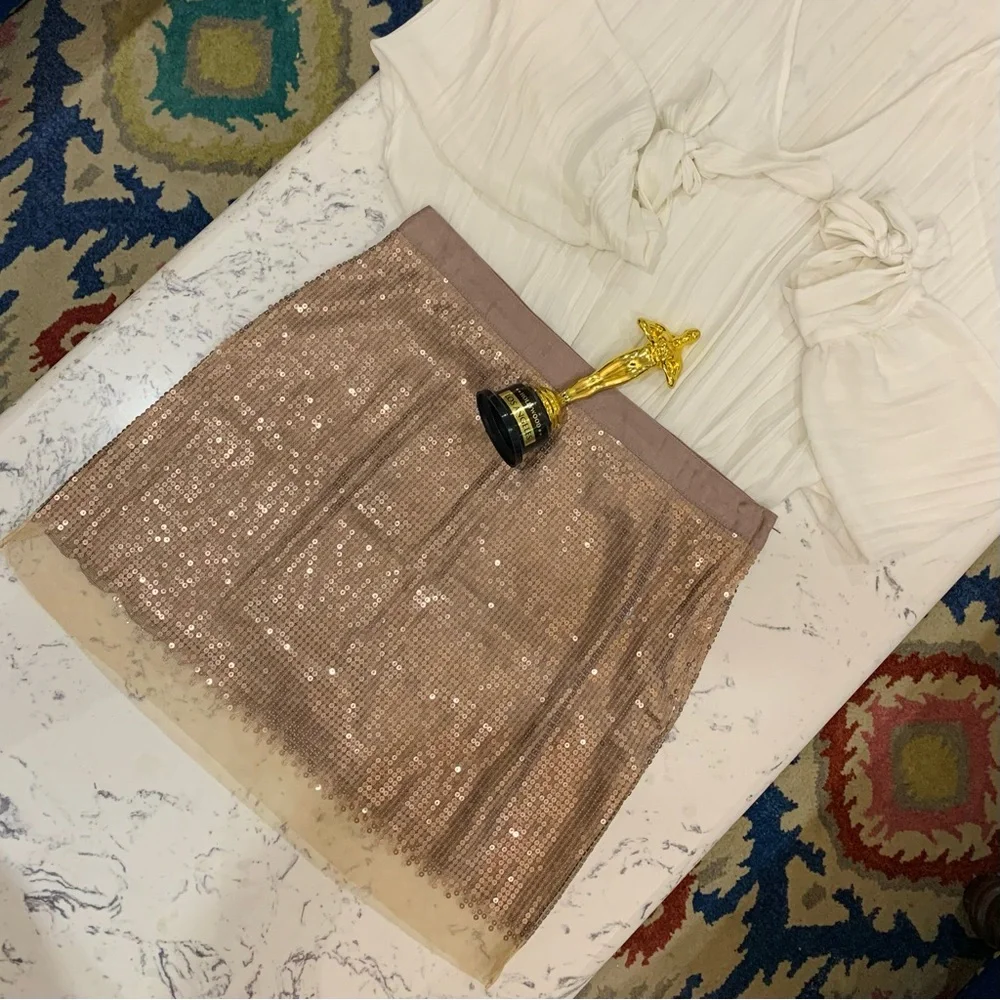 🇫🇷 PROMOD Glamorous High-Waist Stretchable Sequins Skirt - Picture 11 of 11